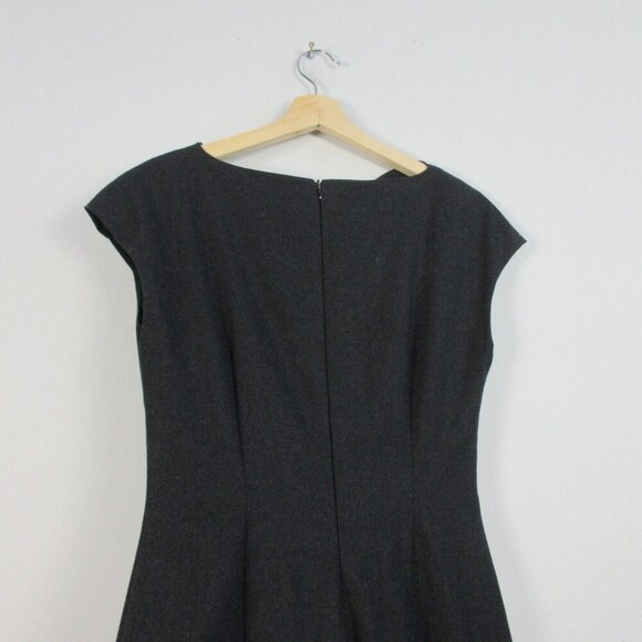 Max Mara Cowl Neck Knee Length Dress Virgin Wool Draped Detail Size 8 Black 334 - Picture 6 of 11